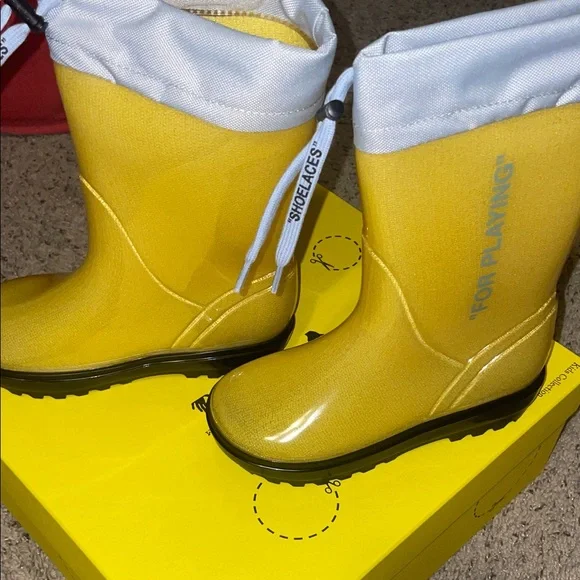 Off-White Yellow Kids Rain Boots - Picture 2 of 6